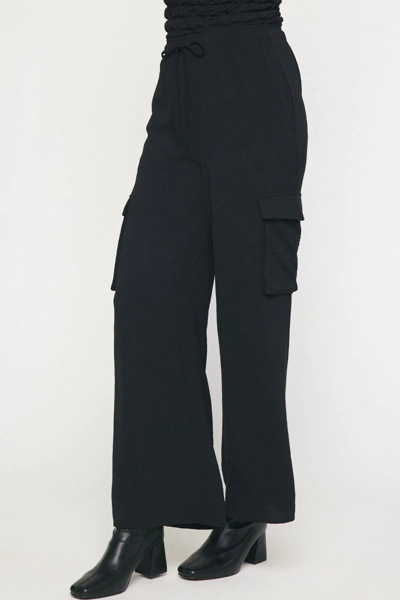 Chic Comfort Black Cargo Pants Soft Stretch Trousers