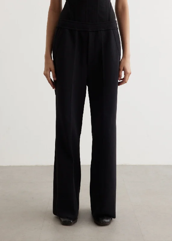 Milan Rib Wide Straight Pants Lightweight Linen Pants