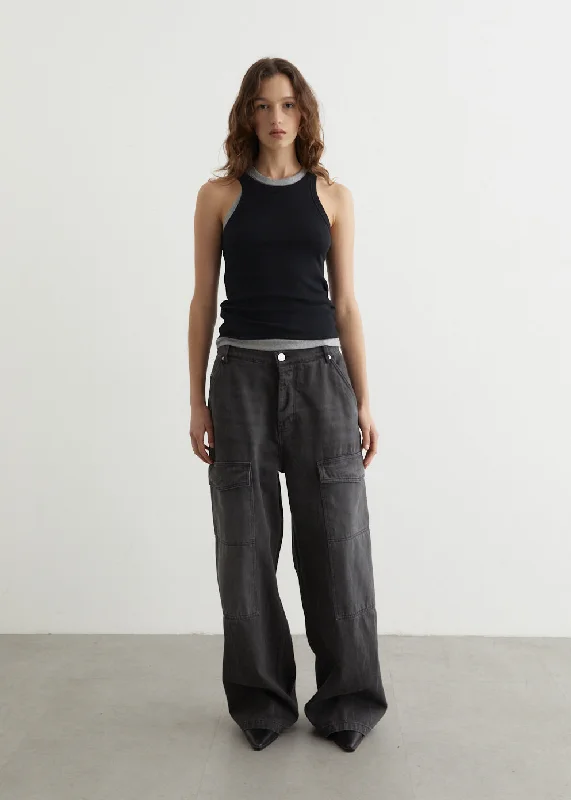 Relaxed Worker Baggy Pants Formal Slim Pants