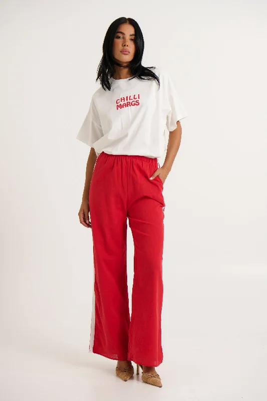 Chilli Pants Red Soft Cotton Pants