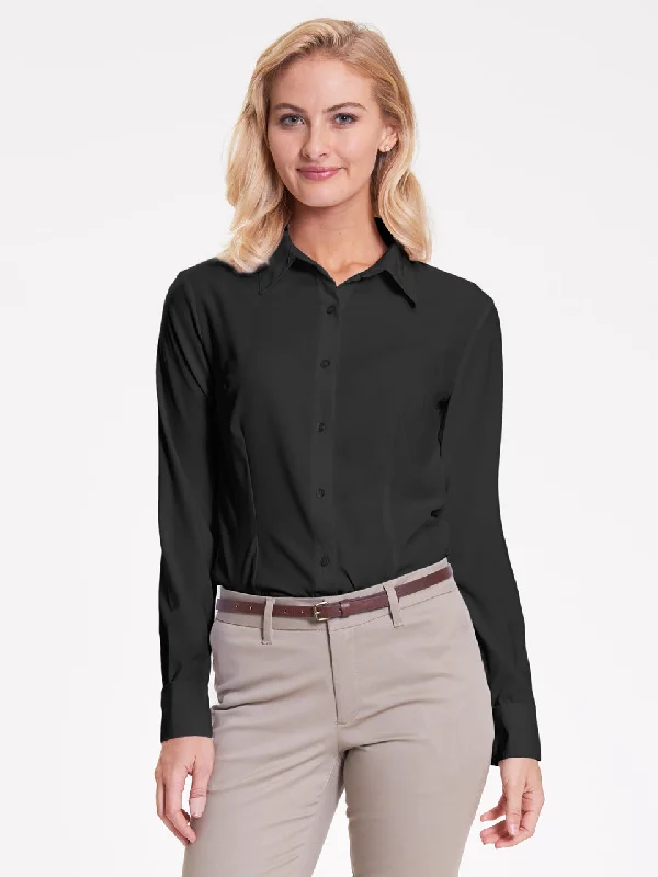 Ladies' Classic Blouse - Black Sleeveless Chiffon Blouse
