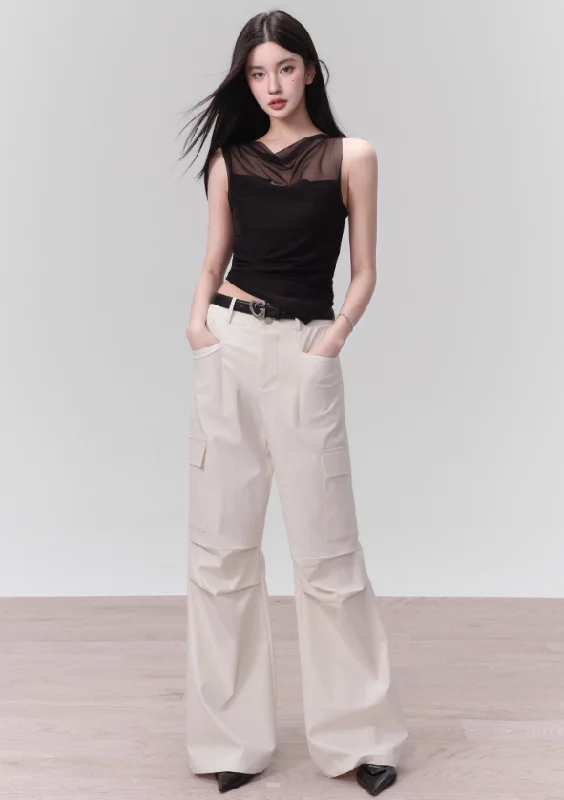 Retro Casual Bootcut Paratrooper Pants FRA0117 Chic Wool Trousers