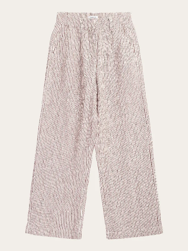 POSEY wide mid-rise striped linen pants - GOTS/Vegan - Brown stripe Stylish Elastic Waist Pants