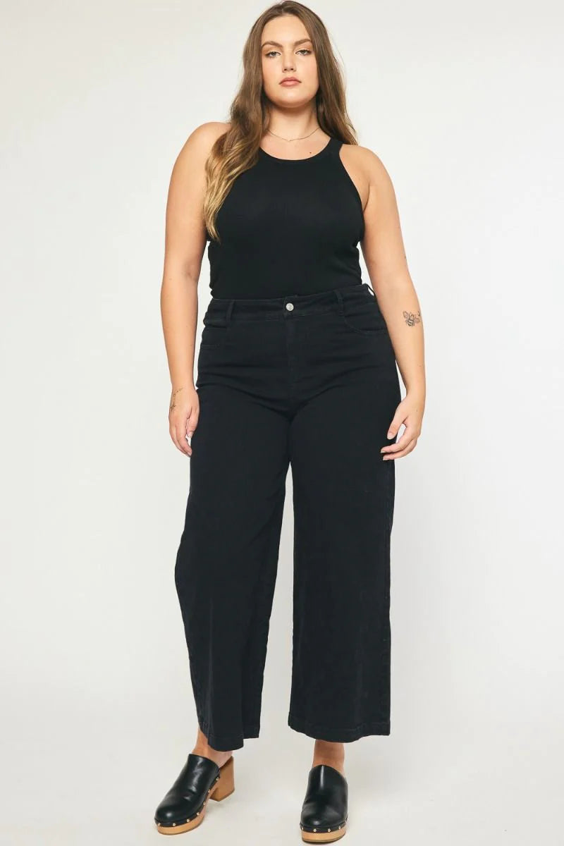 Black Wide Leg Denim Pants Formal Linen Trousers