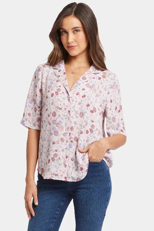 Gabrielle Short Sleeved Blouse - Crystal Peaks Casual Stripe Blouse
