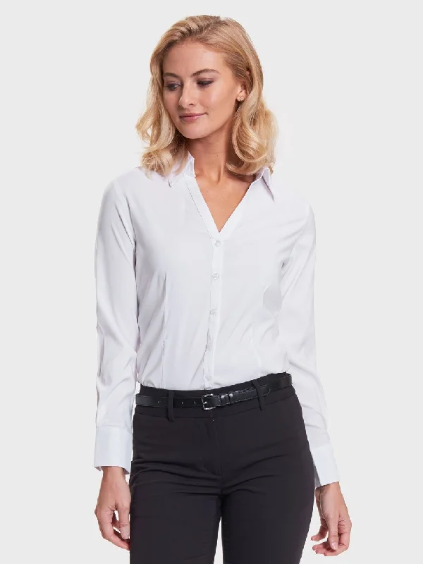 Ladies' Perfect Blouse Long Sleeve - White Smart Business Blouse