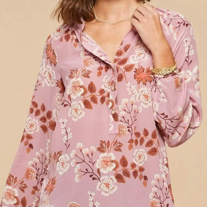 Cora Silk Blouse - Lucas Theater Wildflower Mauve Double Button Blouse