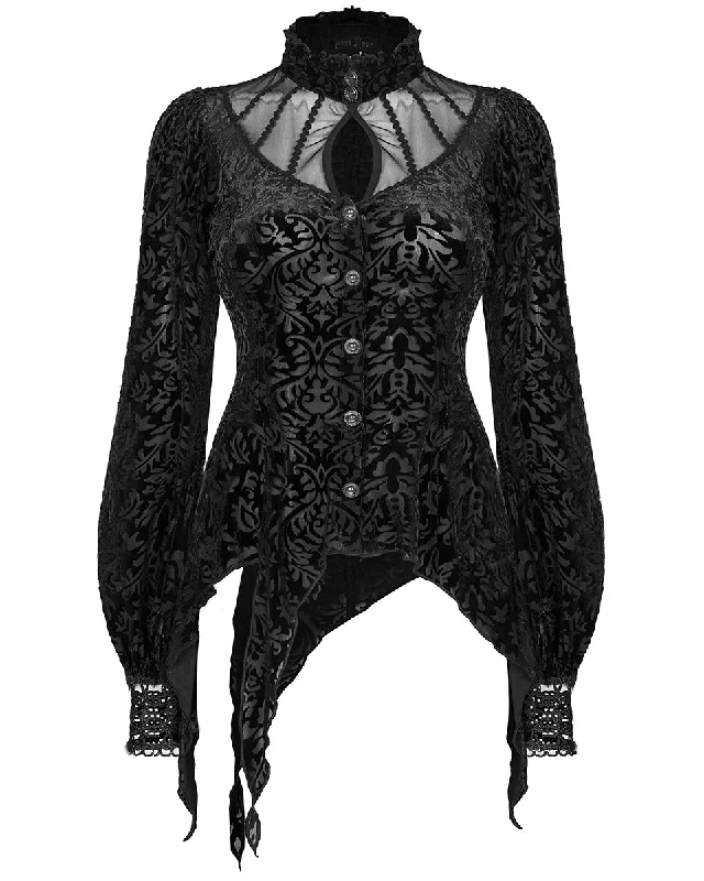 Punk Rave Oleandra Womens Baroque Gothic Blouse Top Smart Business Blouse