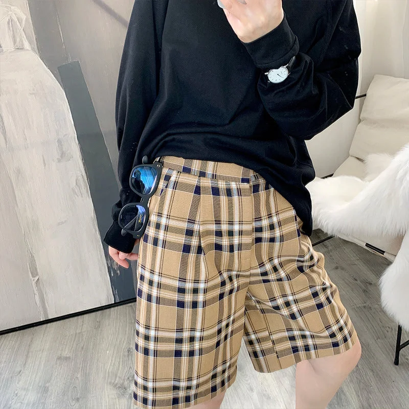 Small fragrance summer straight five pants female port taste female shorts female high waist plaid pants Casual Plaid Pants Small fragrance summer straight five pants female port taste female shorts female high waist plaid pants Casual Plaid Pants