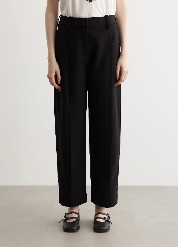 Light Twill Suiting Relaxed Pleated Pants Classic Cropped Pants