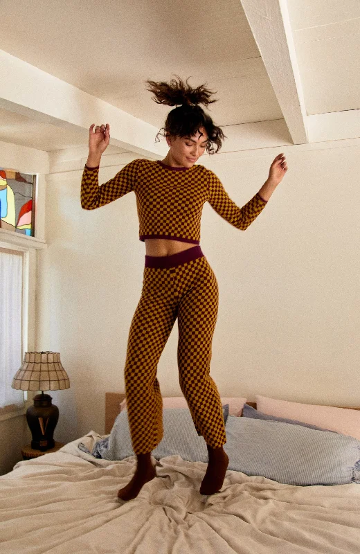Daydreamer - Fig Check Pant Chic Wool Trousers