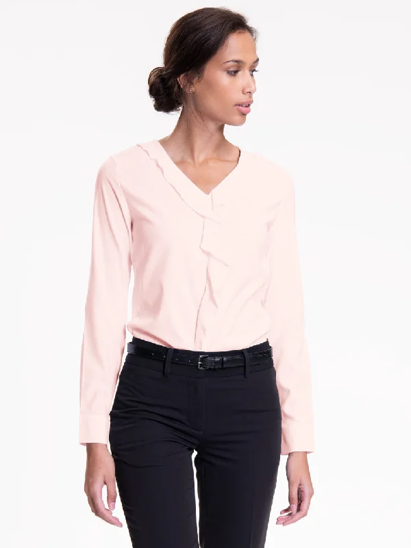 Ladies' Charlotte Blouse - Soft Pink Elegant Semi-Sheer Blouse