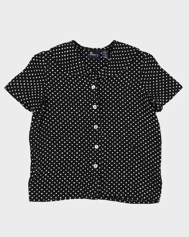 Black Polka Dot Patterned Blouse - S Office Formal Blouse