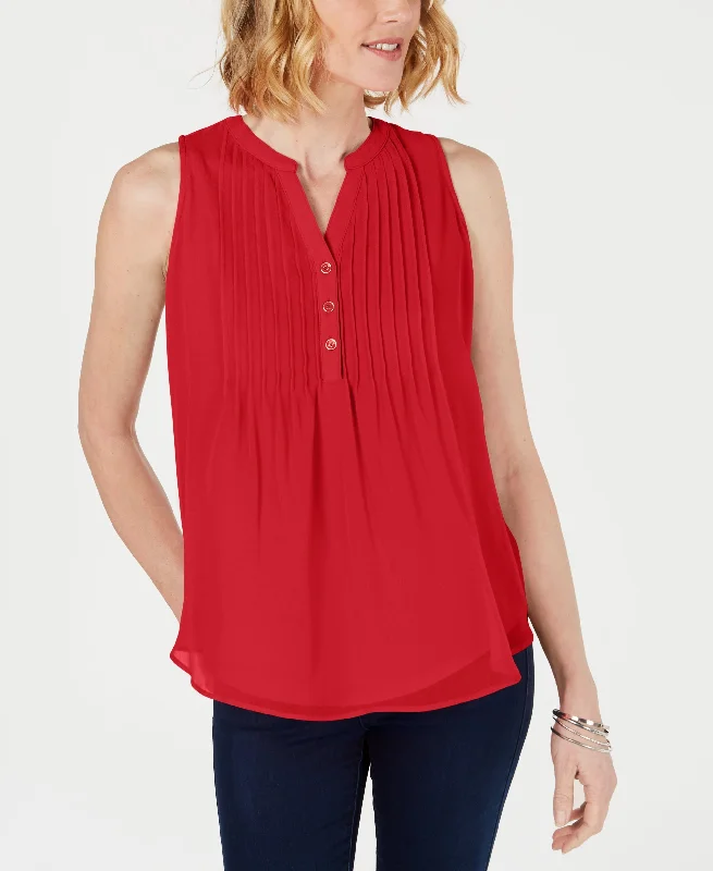 Charter Club Sleeveless Pintuck Blouse Casual Relaxed Blouse