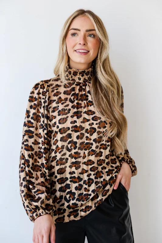 FINAL SALE - Feeling Wild Leopard Blouse Lightweight Floral Blouse