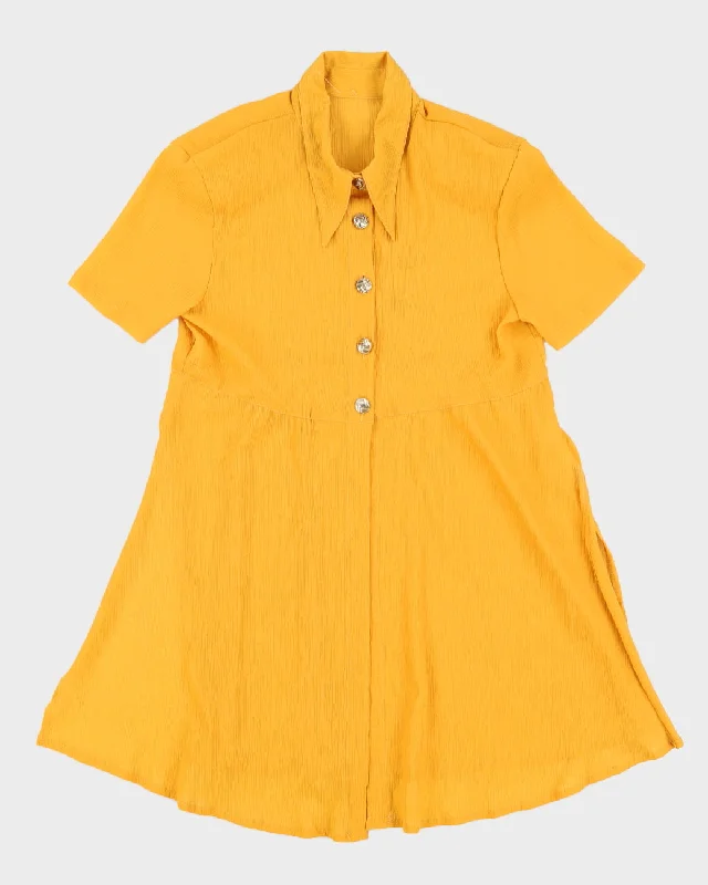 Mustard Yellow Short Sleeve Blouse - S Business Casual Blouse