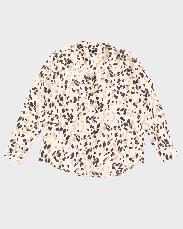 Rails Leopard Silk Blouse - L Sheer Mesh Blouse