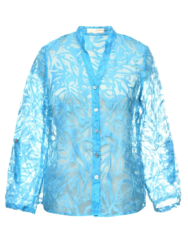 Sheer Blouse - M Feminine Satin Blouse