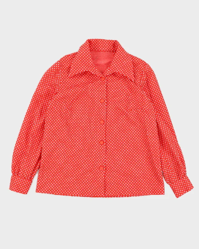 Vintage 1970s Red Polka Dot Blouse - S Smart Business Blouse