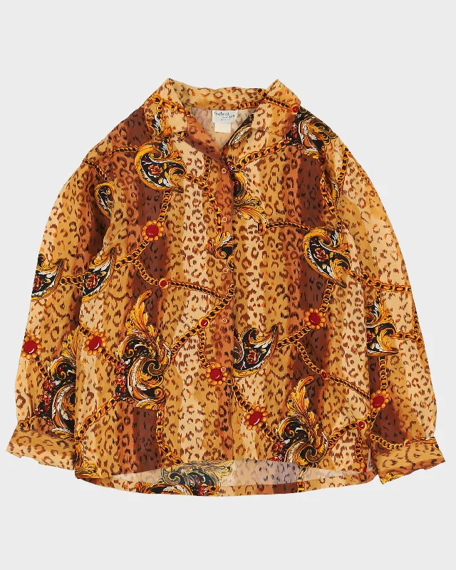 Y2K Brown Riviera Pattern Blouse - L Smart Casual Blouse