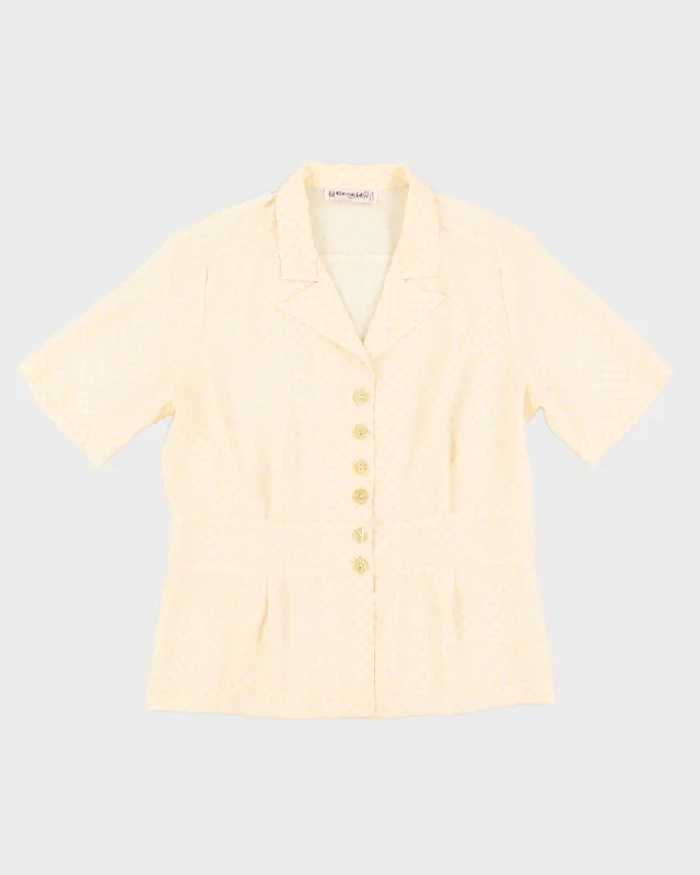 Yellow Patterned Short Sleeve Blouse - M Soft Modal Blouse