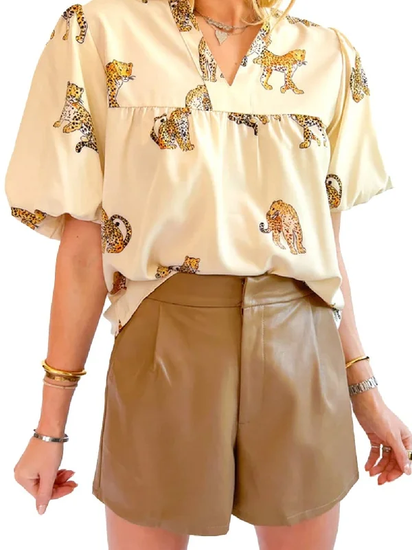 Bewitching Leopard Print Blouse Wrap Front Blouse