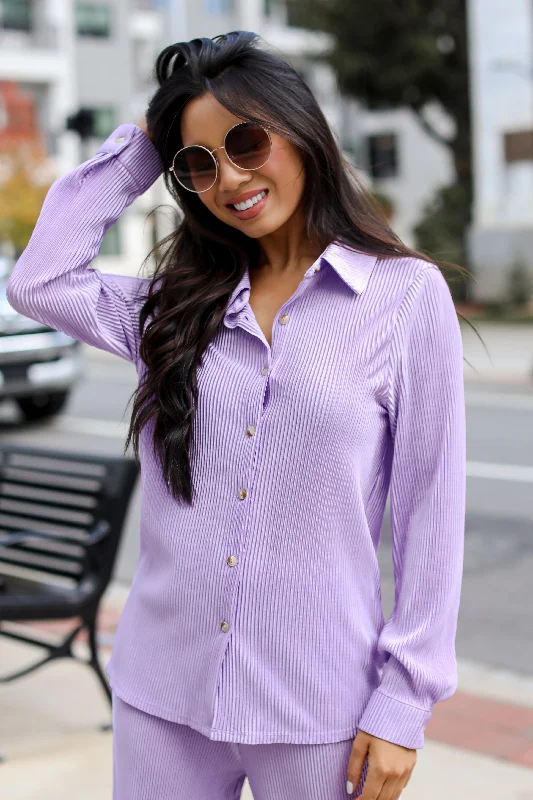 FINAL SALE - Confident Aura Satin Plisse Button-Up Blouse Loose Oversized Blouse