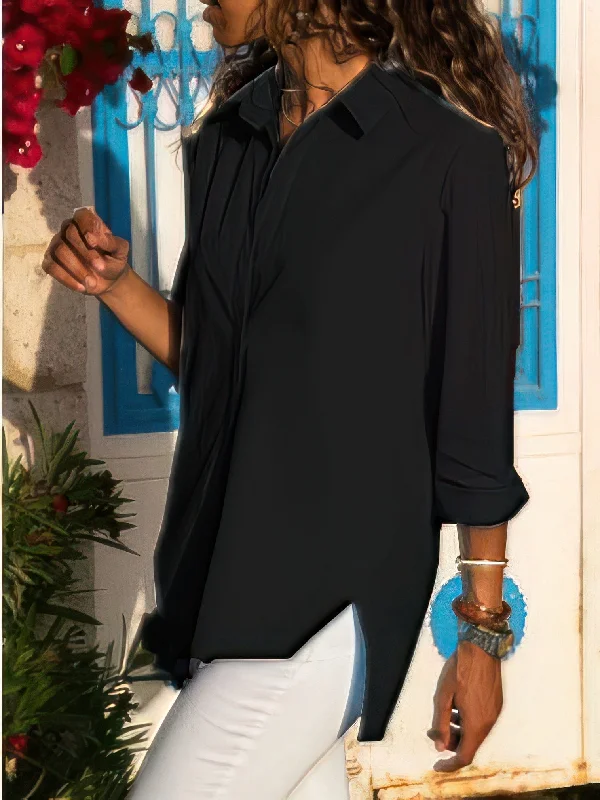 Modern High-Low Blouse Silky Tunic Blouse