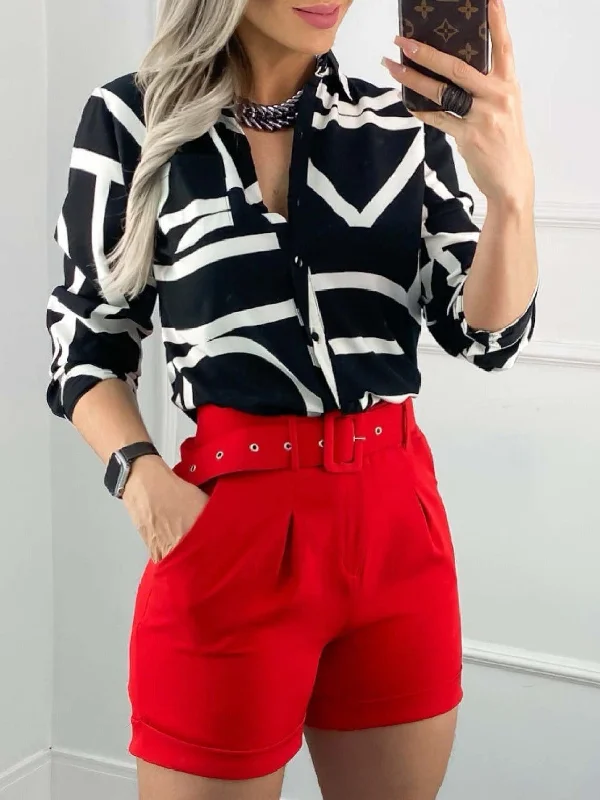 Stylish Button-Up Blouse Polished Work Blouse