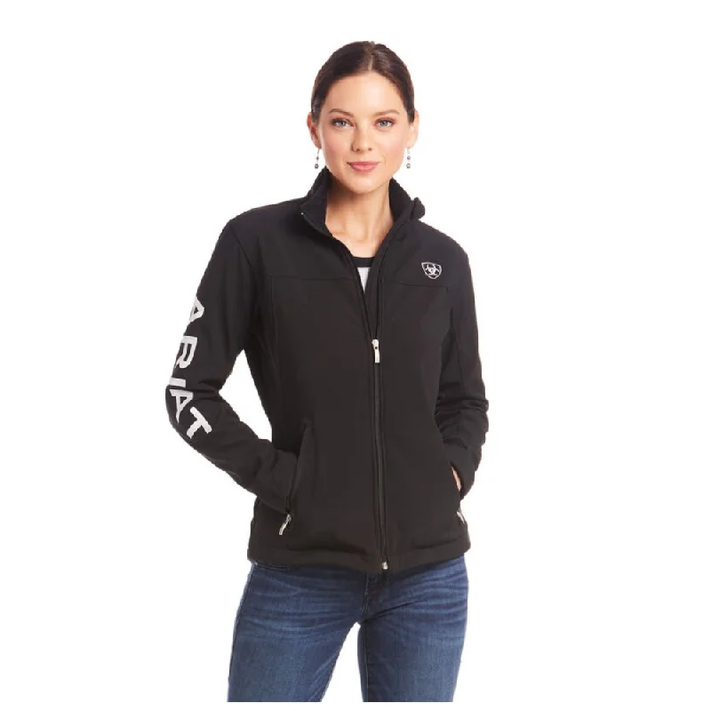 10019206 Ariat Women's Softshell Team Jacket - Black Welt Pockets Slit Pockets