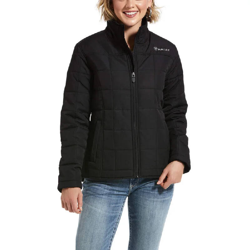 10032982 Ariat Women's REAL Crius Jacket - Black Collared T-Shirt Boat Neck A-Line