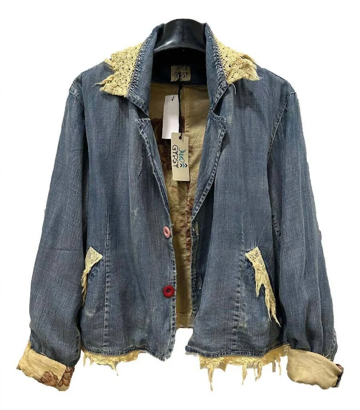 Harmony Jacket In Denim Spandex Blend Rayon Blend Denim Blend