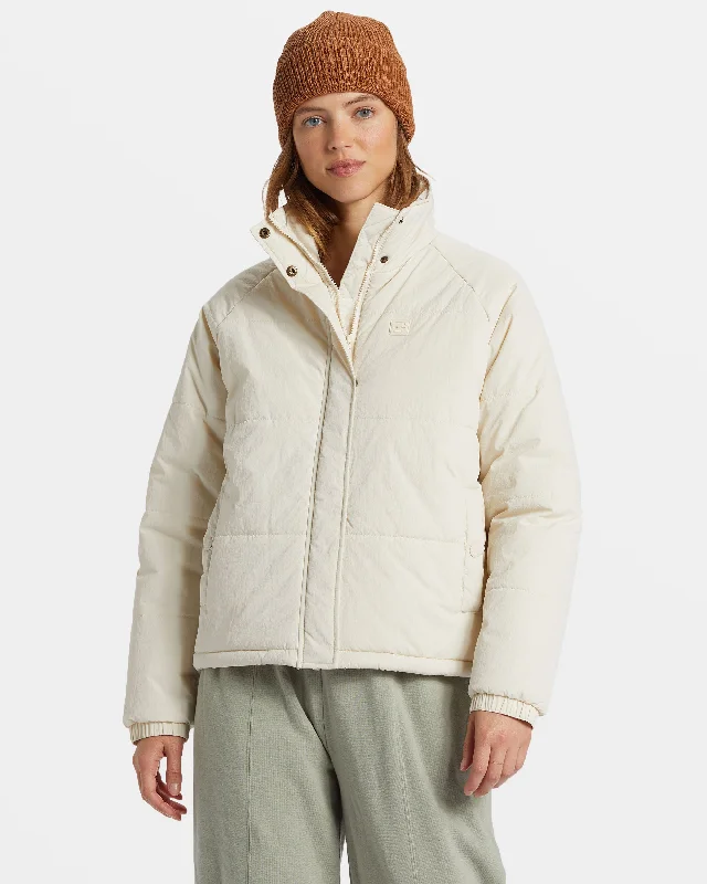 High Route Puffer Jacket - White Cap Lace Blend Ribbed Blend Corduroy Blend