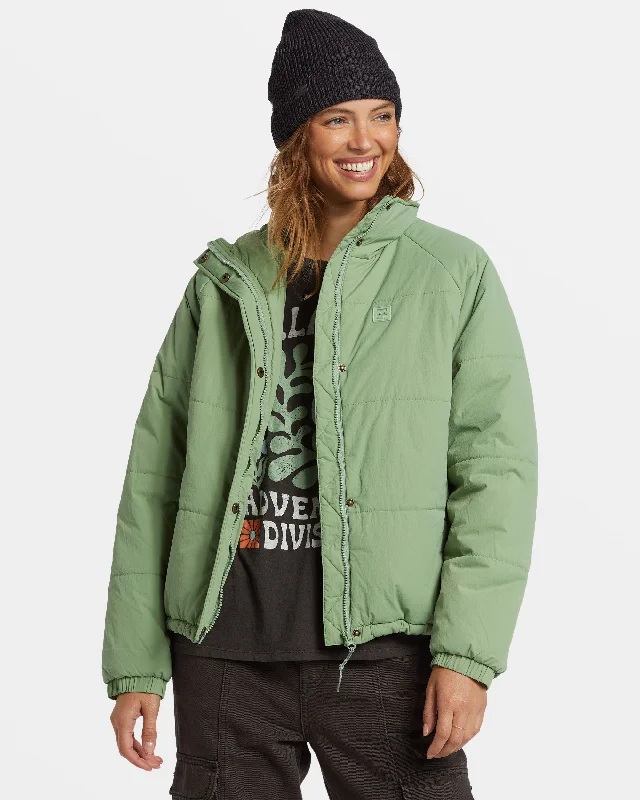 High Route Puffer Jacket - Salty Sage Nylon Fabric Polyester Fabric Spandex Fabric