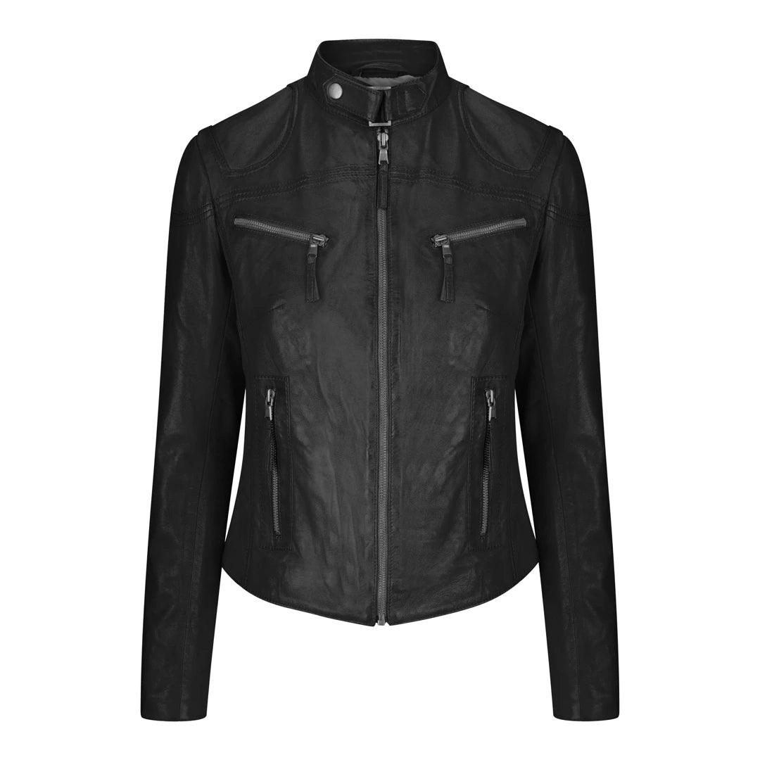 Ladies Womens Real Leather Vintage Slim Fit Biker Leather Jacket Anti-Shrink Durable Soft