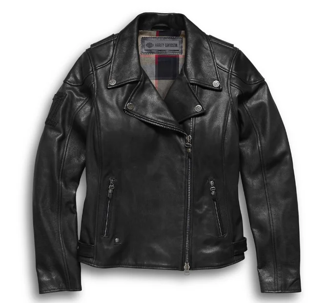 Women's Alameda Leather Biker Jacket Cashmere Blend Cotton Blend Poly Blend