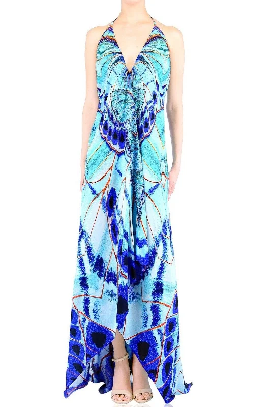 Annabella Butterfly Print Beach Maxi Dress Stylish Longline Maxi Dress