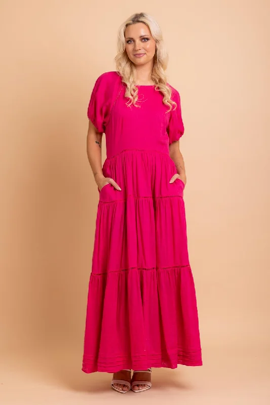 Camellia Maxi Dress Pink Elegant Maxi Dress with Ruffles