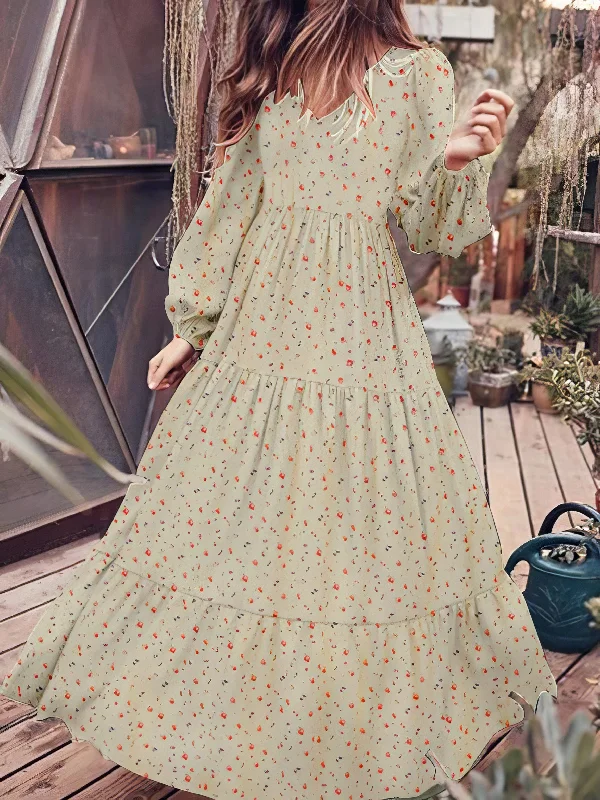 Dark Green Floral Maxi Dress Cozy Knit Maxi Dress