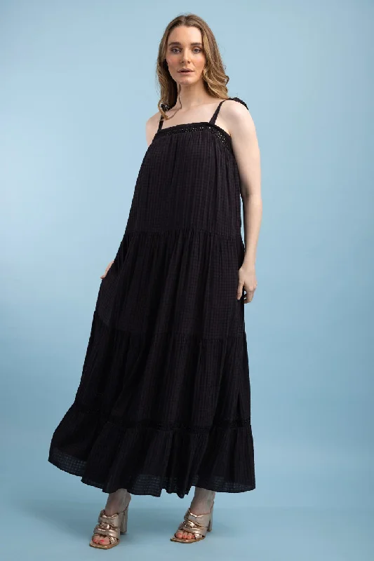 Jerry Maxi Dress Black Elegant Maxi Dress with Pockets