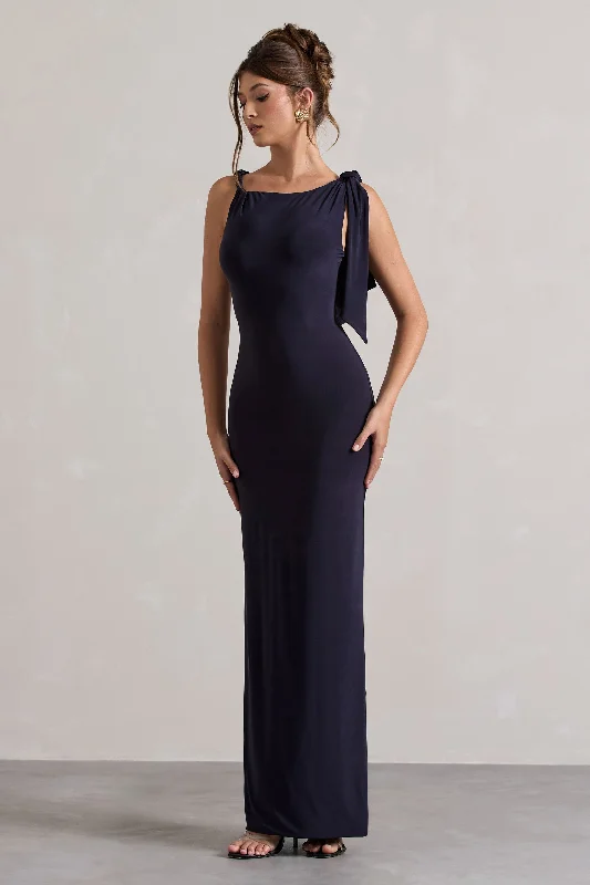 Kacey | Navy Twisted Knot Maxi Dress Elegant Lace Maxi Dress