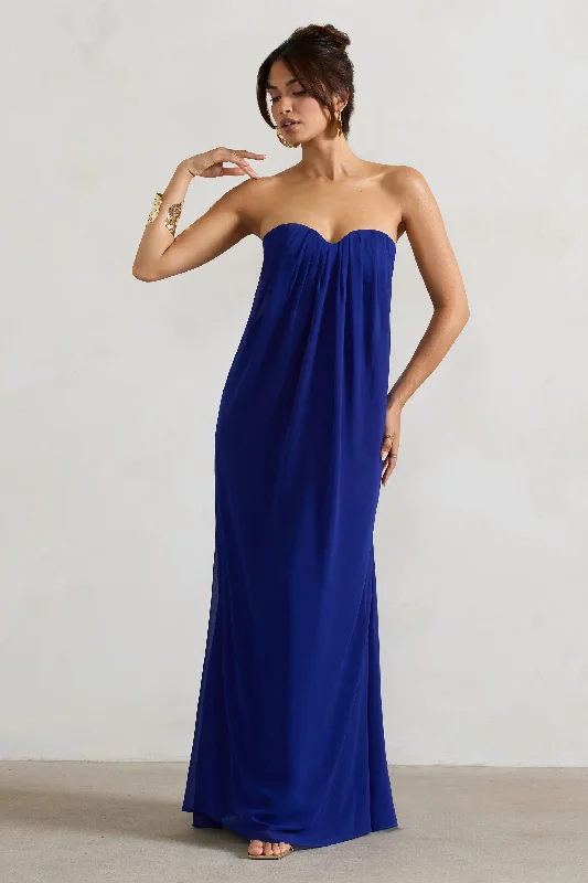 Kaz | Royal Blue Chiffon Sweetheart Maxi Dress Classic Solid Maxi Dress