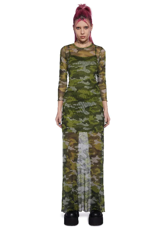 Majorly In Love Camo Mesh Maxi Dress Trendy Floral Print Maxi Dress