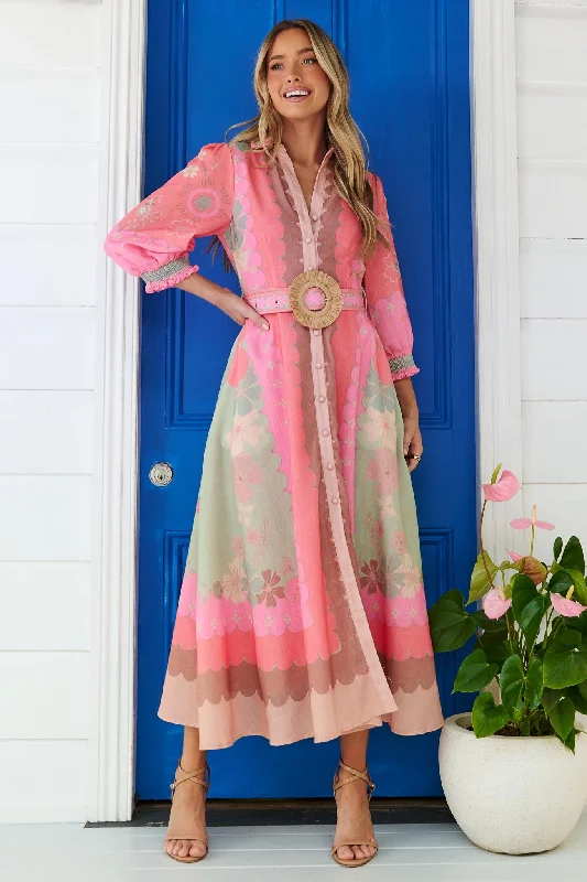 Maya Watermelon Maxi Dress Stylish A-Line Maxi Dress