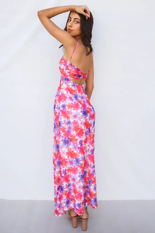 Nova Maxi Dress - Pink Floral Trendy Printed Maxi Dress