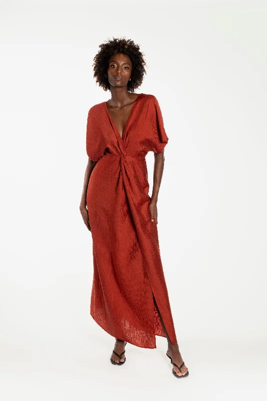 One Fell Swoop Provence Maxi Dress - Amber Cozy Maxi Dress with Slit