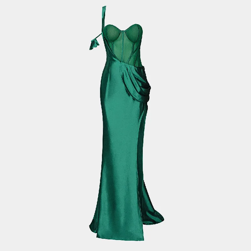 One Shoulder Satin Backless Maxi Dresses Elegant Velvet Maxi Dress