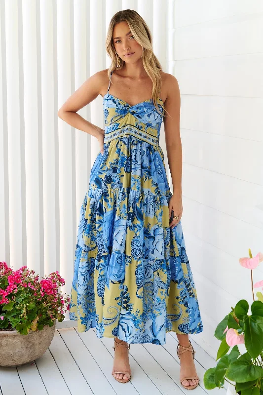 Sara Maxi Dress - Blue Elegant Wraparound Maxi Dress