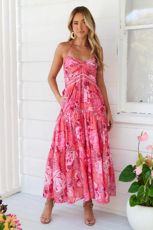 Sara Maxi Dress - Melon Stylish One-Shoulder Maxi Dress