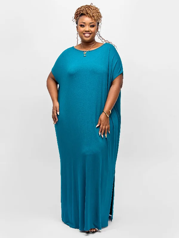 Vivo Essentials Dolman Maxi Dress - Teal Stylish Longline Maxi Dress